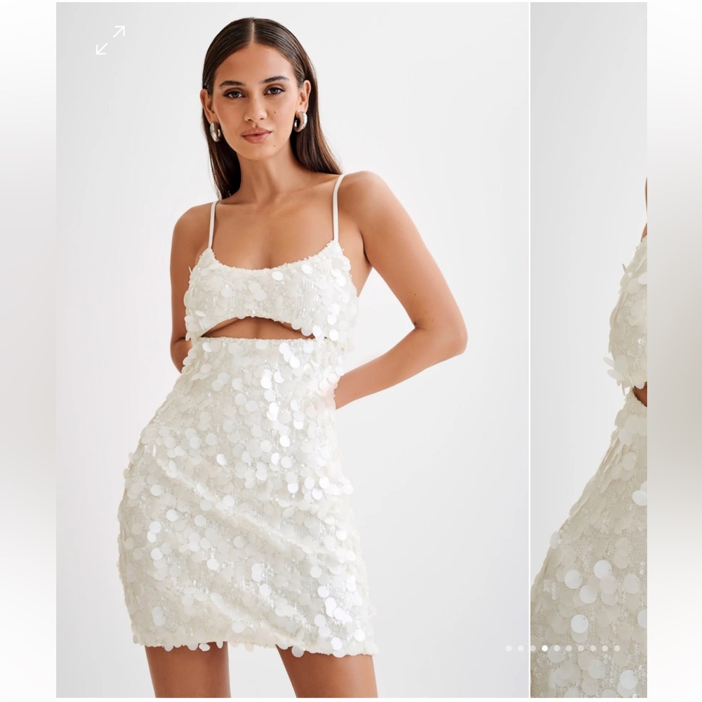 Meshki White Mini Sequin Dress - small